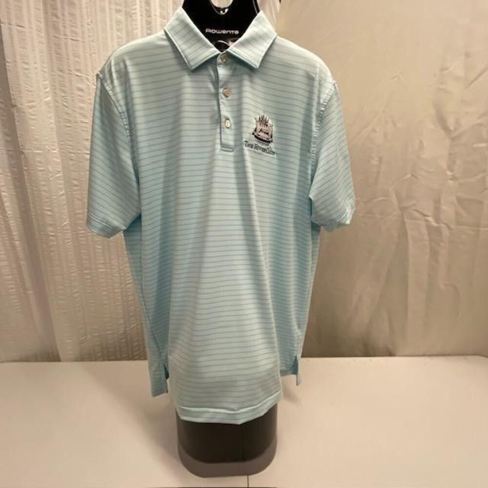 Peter Millar Summer Comfort Polo Mens L The River Club Suwanee GA Golf(352-3)